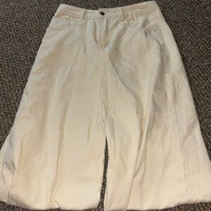 SHEIN Cream Wide Leg Jeans